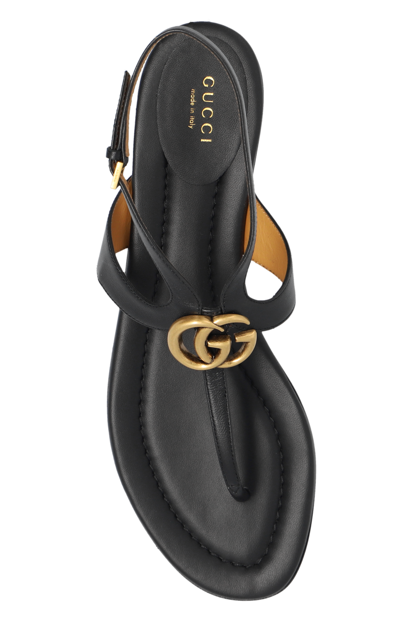 Black Leather sandals gucci LOGO EMBROIDERED Model kolekcji optycznej gucci LOGO EMBROIDERED z b yszcz c czarn z ot ram endura i z otym zausznikiem SchaferandweinerShops Spain